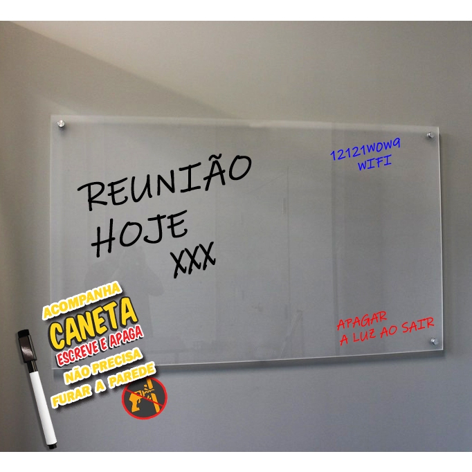 Lousa planner parede lisa 100x90 fixação 3m