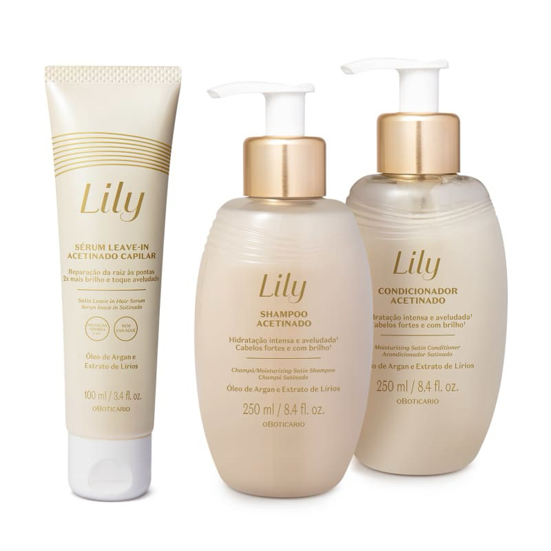 lily シャンプー Kit Capilar Lily Acetinados: Shampoo 250ml + Condicionador 250ml +