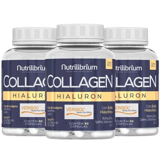 Kit 3x Colágeno Verisol com Ácido Hialurônico 270 Caps - 3 Meses Nutrilibrium