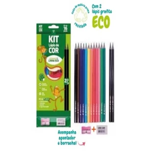 Conjunto Leo&Leo 16 Peças Linha Eco com 12 Lápis de Cor 2 Lápis Preto HB 1 Apontador 1 Borracha Resistente em Oferta na Shopee