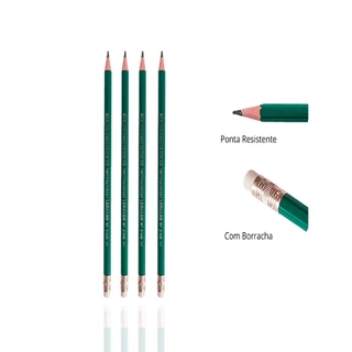 Conjunto De Lápis com 4 unidades Lápis Preto Leo&Leo Grafite Com Borracha HB Verde Sextavado em Oferta na Shopee