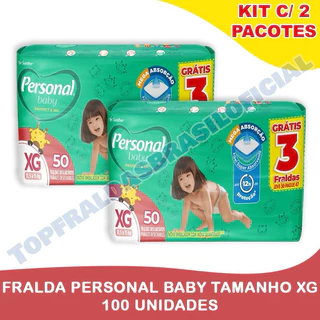 Kit 2ptes Fralda Personal Baby Hiper XG 50un - Total 100un