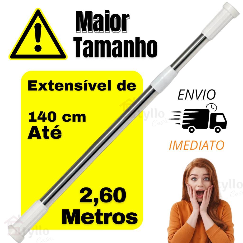 Varão Extensivel Grande Maior Medida Em Inox Resistente Porta Cortina De Box E Banheiro Multiuso