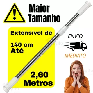 Varão Extensivel Grande Maior Medida Em Inox Resistente Porta Cortina De Box E Banheiro Multiuso