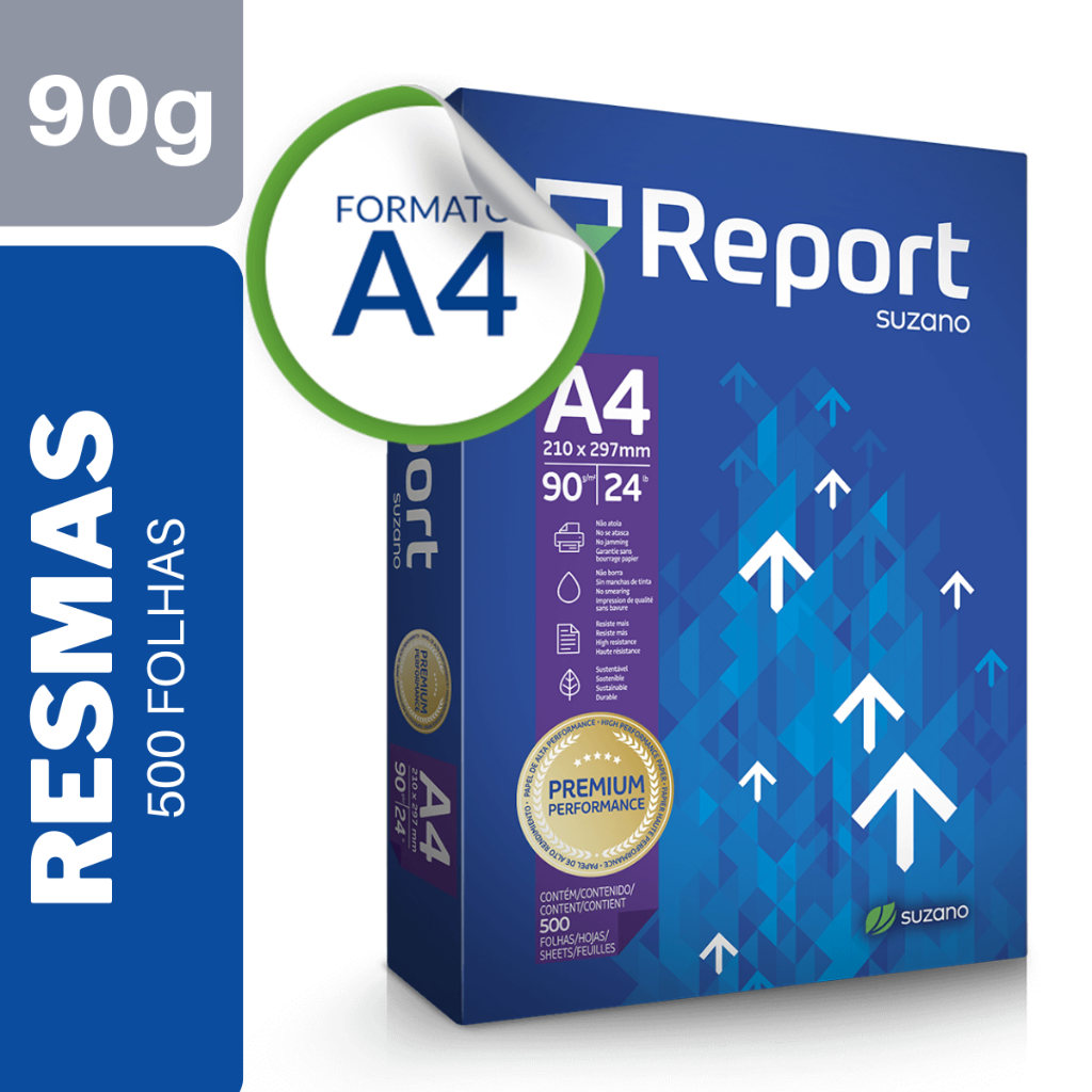 PAPEL SULFITE A4 PREMIUM 90G RESMA COM 500 FOLHAS REPORT