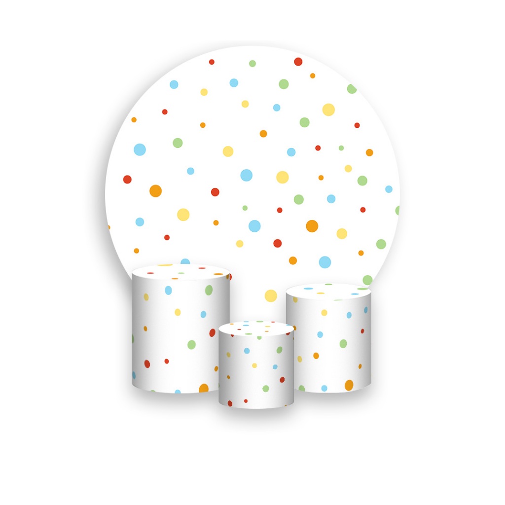 Painel De Festa 3d + Trio Capa Cilindro - Bolinhas Coloridas - 005