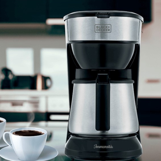 Cafeteira Elétrica Black+Decker Jarra Térmica Inox 850W Selecione a Voltagem + Filtro Permanente CM38-B2 Preto