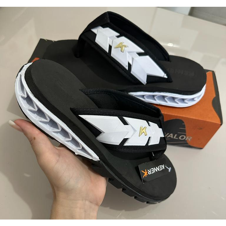 Sandália Chinelo Kenner Rakka Ultra Force Original Masculino Feminino Preto Branco