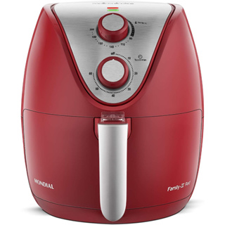 Fritadeira Elétrica Air Fryer Sem Óleo Mondial 3,5 Litros 1500W Revestida Antiaderente AF-32-RI Ar Vermelho/Inox