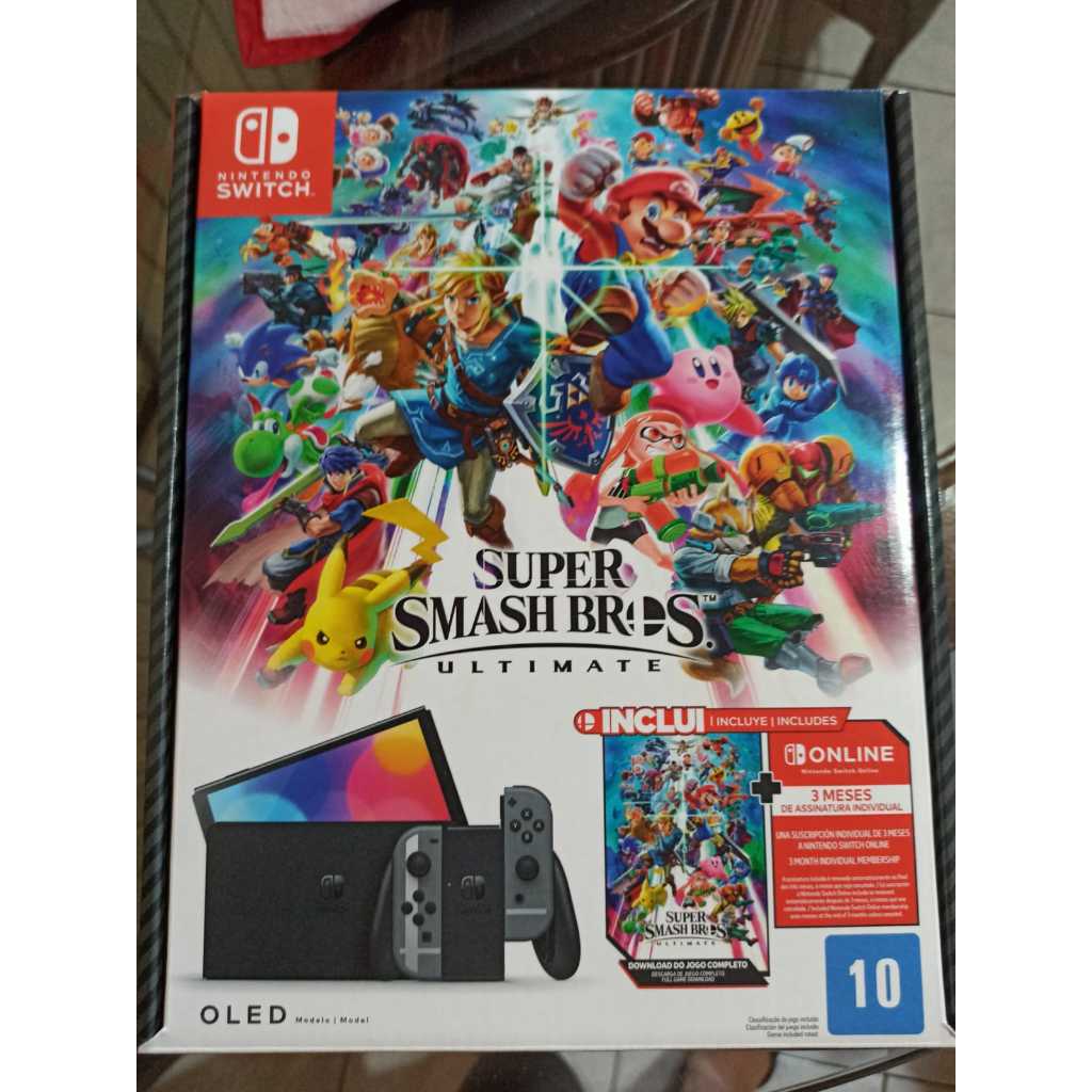Console Nintendo Switch Oled 64gb Cinza Edição Limitada Smash Bros