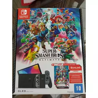 Console Nintendo Switch Oled 64gb Cinza Edição Limitada Smash Bros