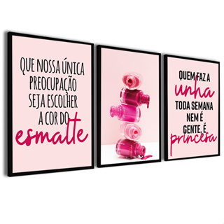 Kit 3 Placas Quadros Decorativos Mdf Espaço Manicure Esmalteria Salão De Beleza