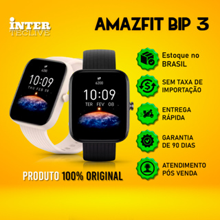 Relógio Inteligente Smartwatch Amazfit Bip 3 Fitness Tela AMOLED 1.69" Versão Global Original Com NF