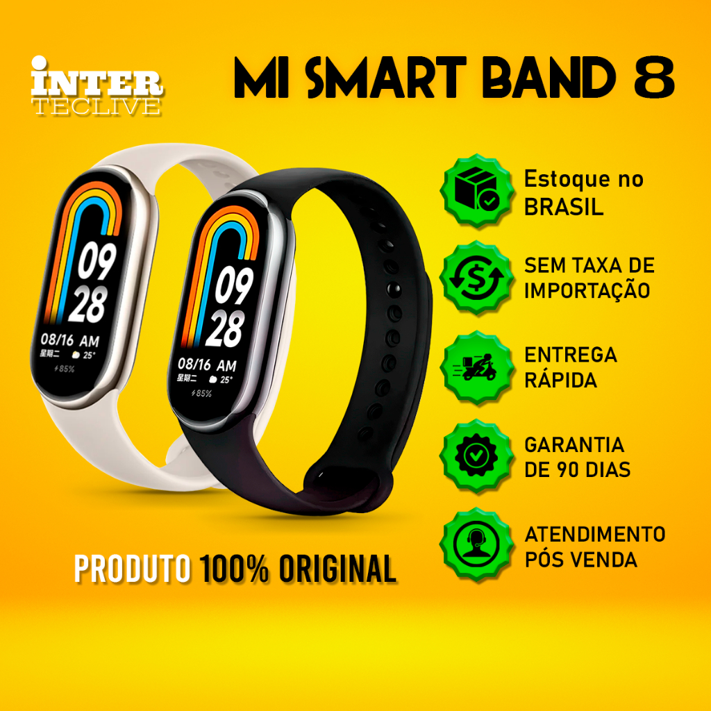 Relógio Mi Smart Band 8 Pulseira Inteligente Xiaomi Verssão Global Tela ...