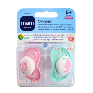 2 Chupeta MAM Meninas 6+meses Caixinha Proteção Original Embalagem Dupla Bico Silicone