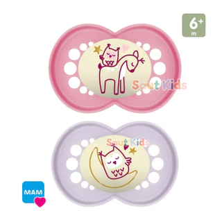Chupeta MAM 6+m Silicone Night Brilha Escuro com 2un - Rosa