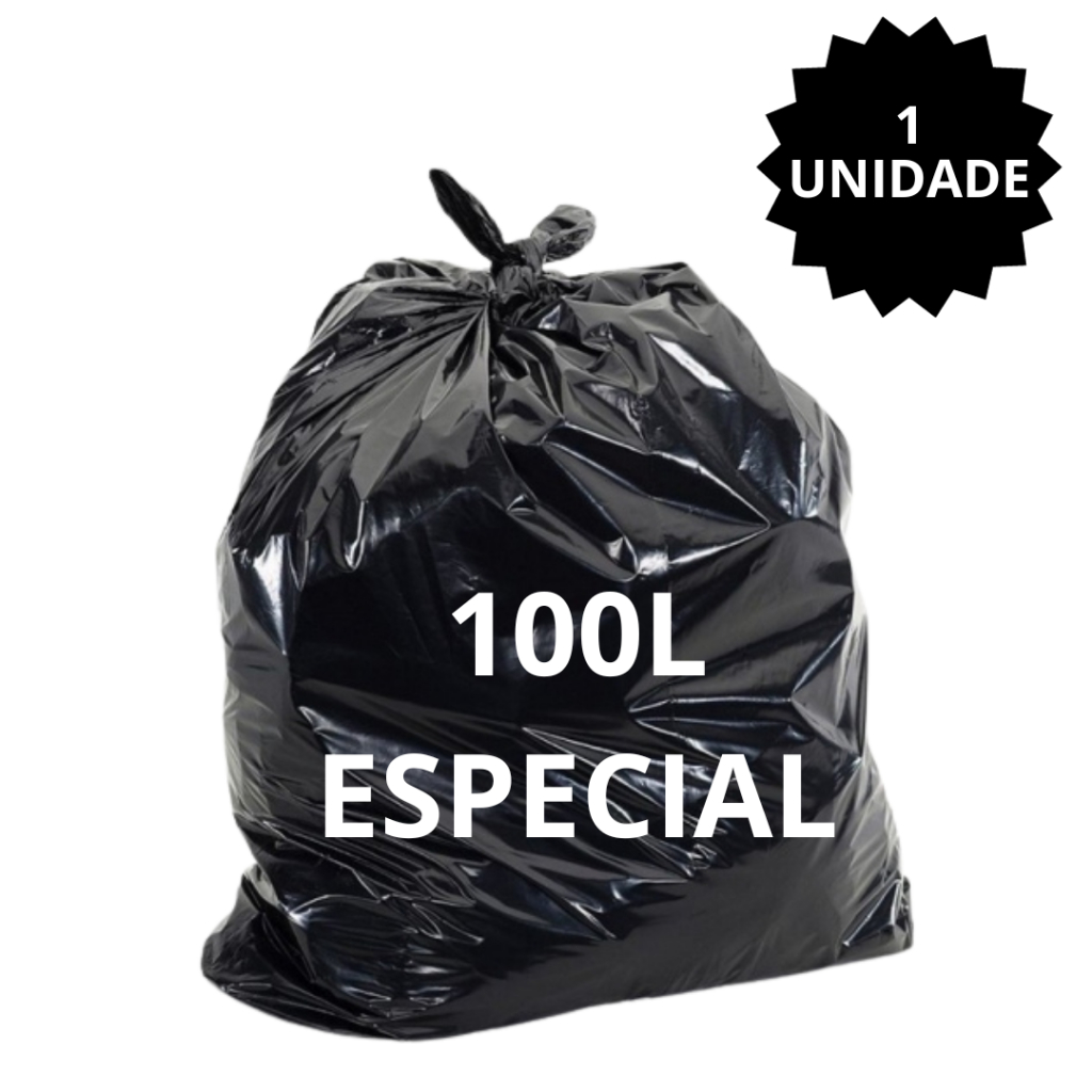 1 Unidade Saco de Lixo Preto 100L Multiuso
