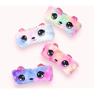 Estojo Escolar Box Infantil Feminino Fofo Gatinho Bichinho Pelúcia com Zíper Colorido Personalizado Volta As Aulas Papelaria Material Escolar Para Meninas Tie Dye