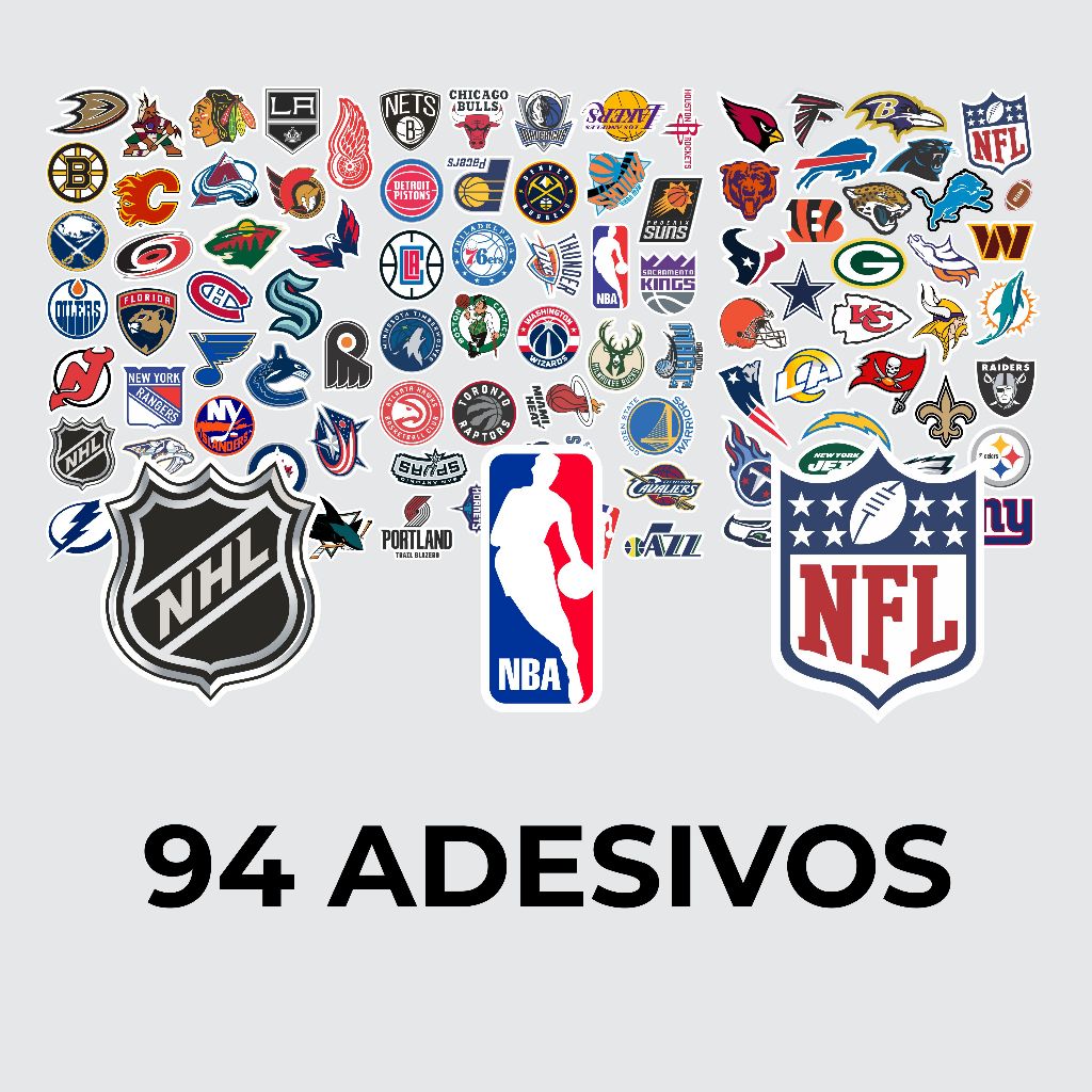 Kit Adesivos Logos Times Esportes Americanos (NFL, NBA e NHL) - Cartelas Altíssima Resolução - Sticker