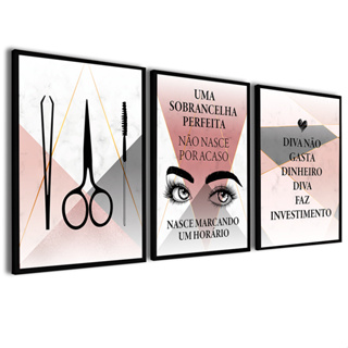 Kit 3 Placas Decorativas Mdf Quadros Sobrancelha Diva Não Gasta Alongamento