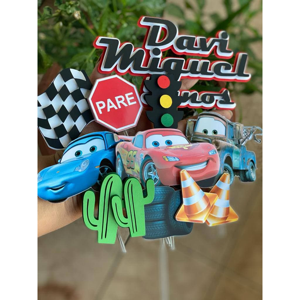 Topo de bolo personalizado carros relampago mcqueen