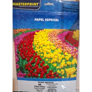 VINIL ADESIVO TRANSPARENTE A PROVA D'ÁGUA MASTERPRINT 150g A4 – 10 folhas - para impressora a jato de tinta