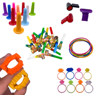 Kit 150 Brinquedos Corneta Apito Pulseira Anel Dentadura Criança Lingua De Sogra Menino Menina Hallowen Dia Das Crianças Natal Lembrancinha Aniverario Sacolinha Surpresa