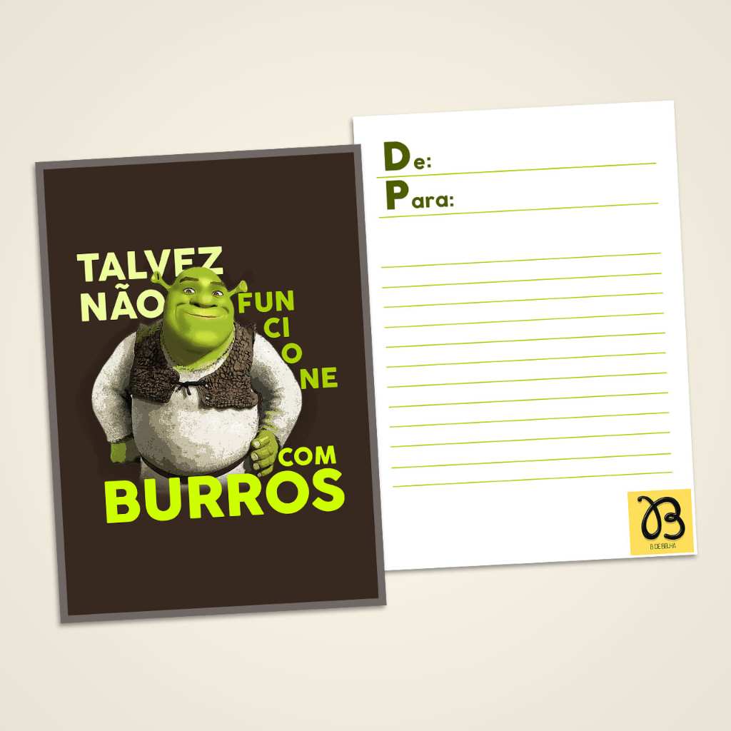 Cartão presente Shrek talvez não funcione com burros | Shopee Brasil