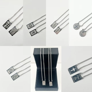 Escapulário Colar Aço Inox Cruz/Estrela de Davi/Nossa Senhora/São Jorge/Tudo Posso/Sao Bento/Naquele que Me Fortalece/Jesus da Fé Prata Aço Inox 316L