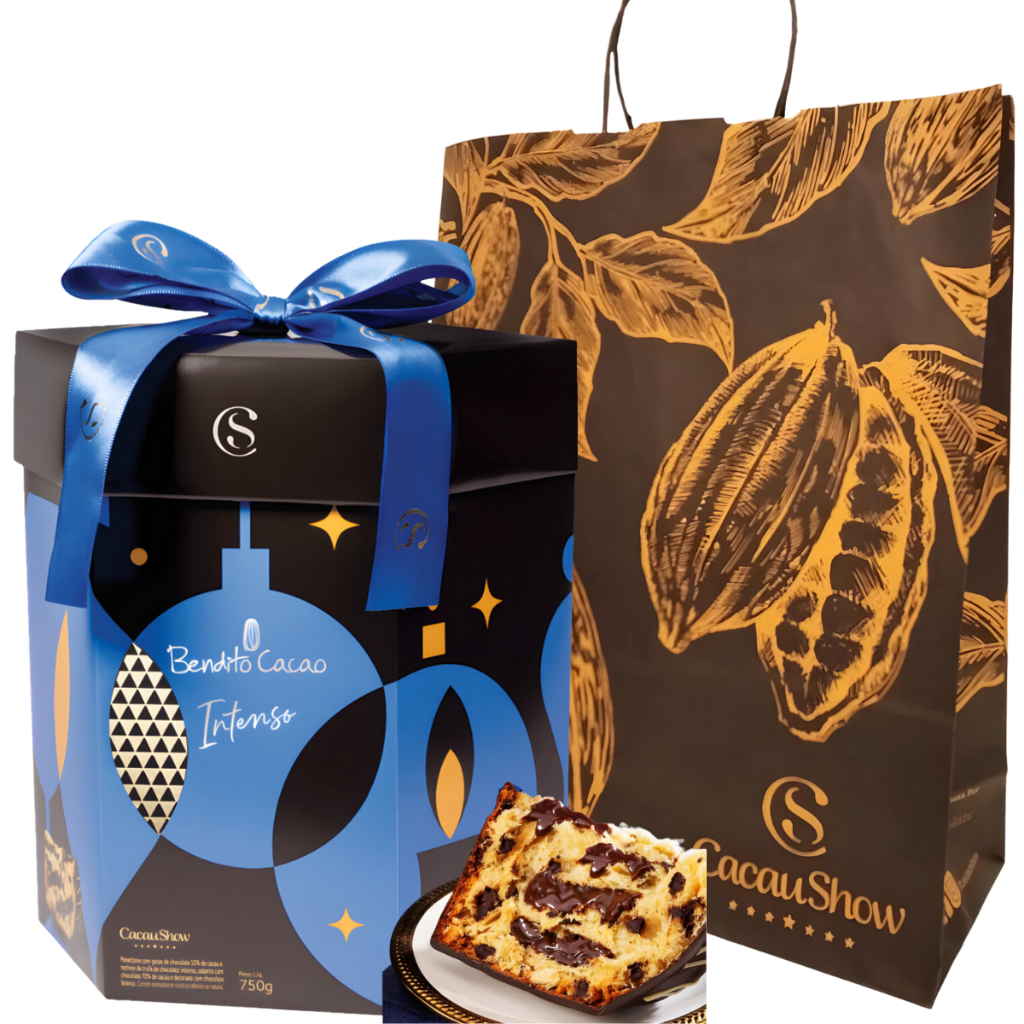 Panetone Premium Bendito Cacao 750g Cacau Show | Shopee Brasil