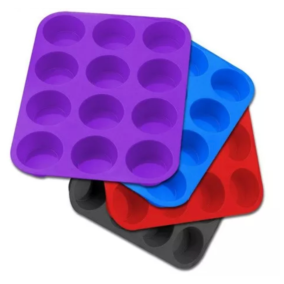 Kit 2 Forma Cupcake Silicone 12 Cavidades Petit Gateau Empada