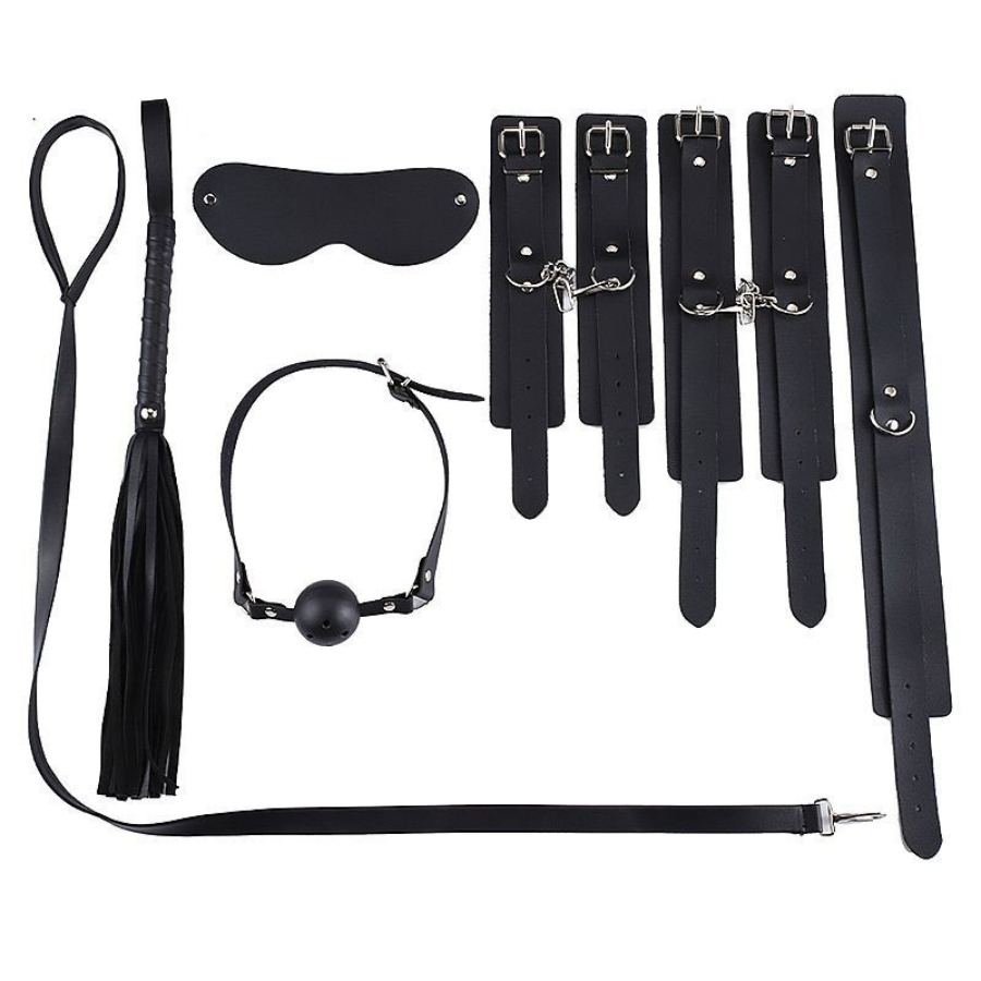 Kit Sadomasoquismo Completo em Couro Sintético