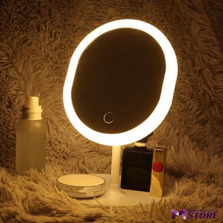 Mesa de penteadeira de maquiagem, com espelho LED ajustável de
