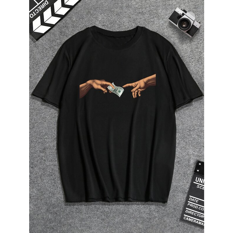 Camiseta Unissex Estampada A Criação De Adão Dolar StreetWear Novo