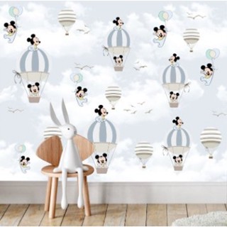 Papel de parede Mickey bebe azul 1,50m altura por 1,50m largura