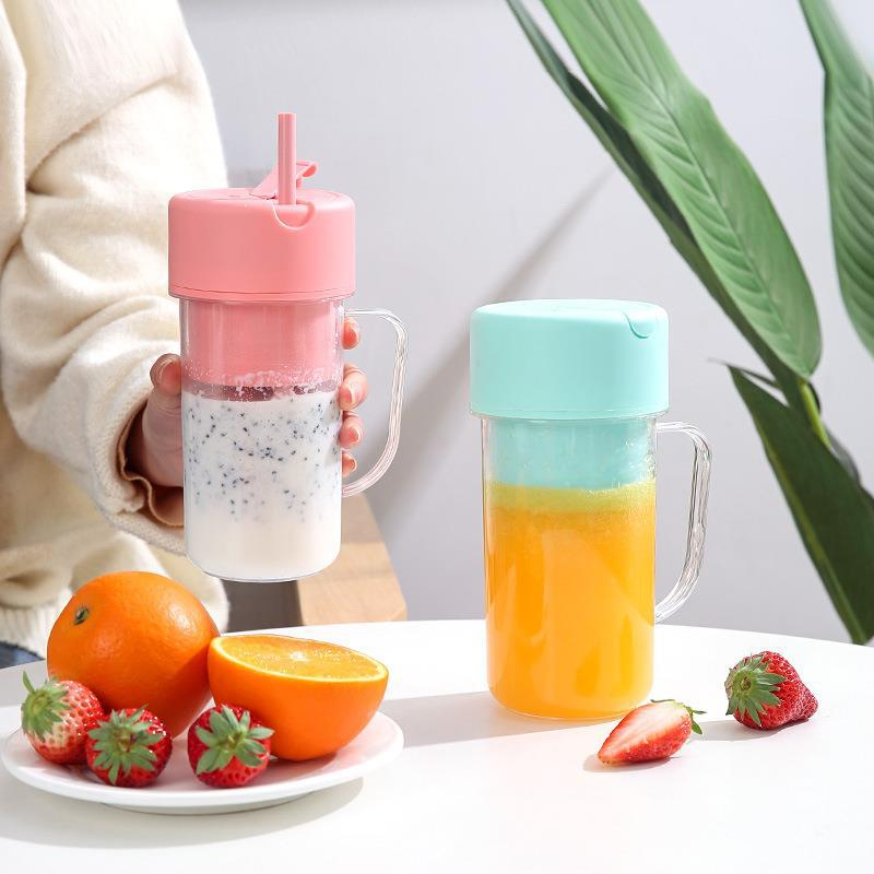 Copo Caneca Liquidificador Mini Juicer 420ml Com 6 Laminas Tampa E Canudo Recarregavel Portatil
