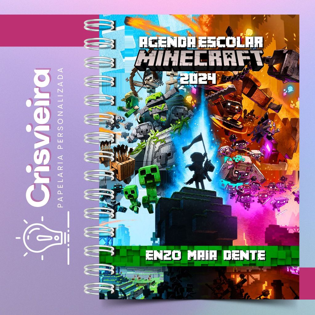 Agenda Escolar Minecraft 2024 Organize Seu Ano com Estilo e