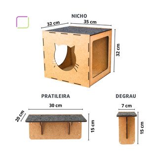 Melhor Playground Gatos 7 Peças Nichos Degraus Escada Brinquedo Parede ...