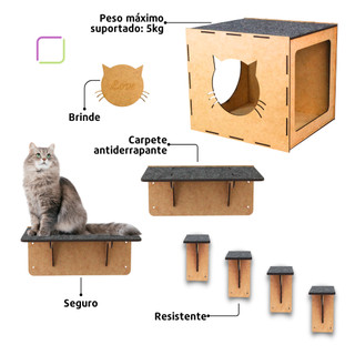 Melhor Playground Gatos 7 Peças Nichos Degraus Escada Brinquedo Parede ...