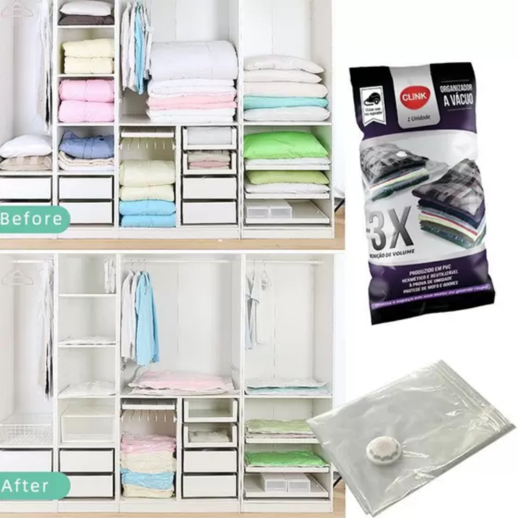 Saco a Vácuo Organizador Multiuso para Roupas e Acessórios - 1 Und ...