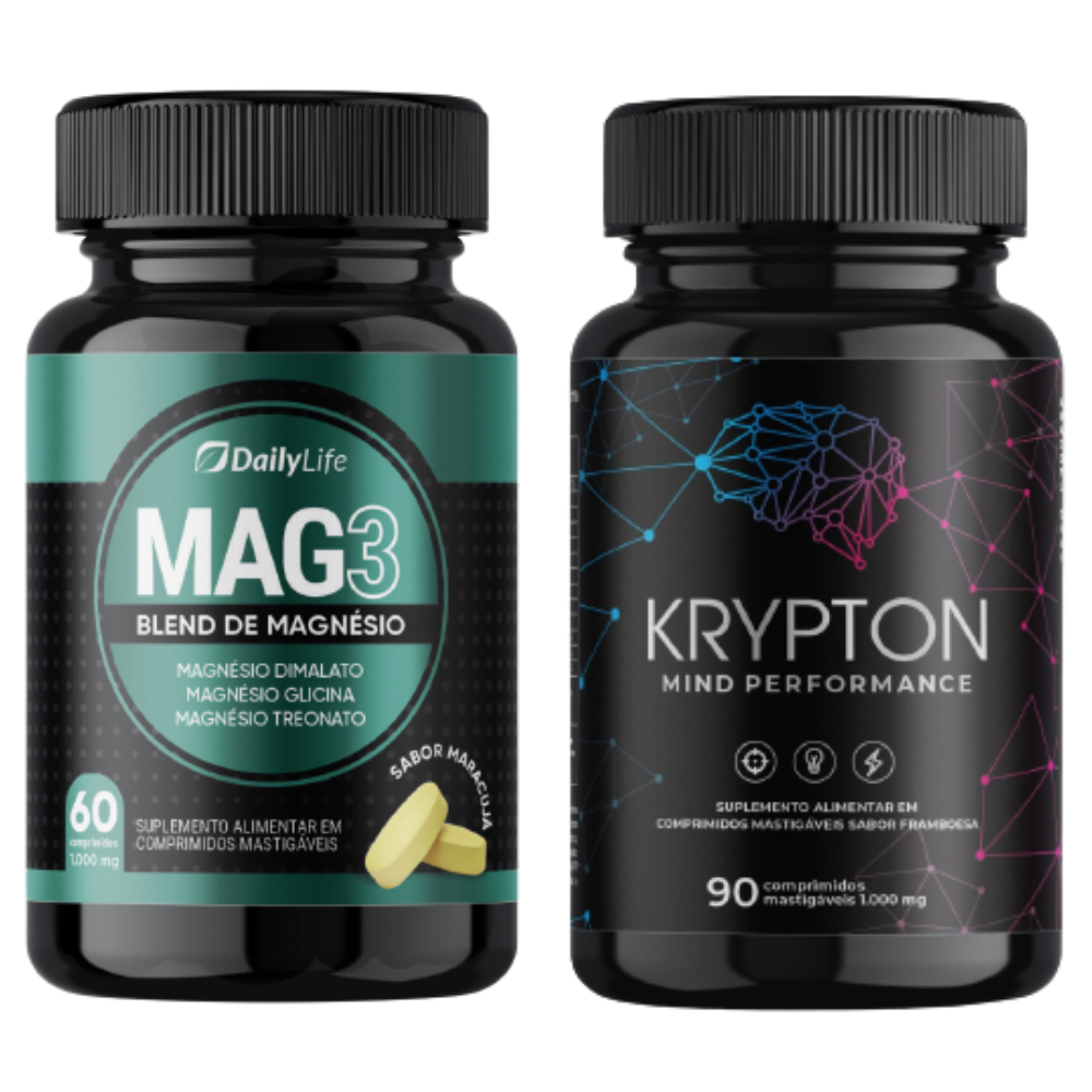 Blend De Magnésio Mag 3 + Nootrópico Krypton Em Comprimidos Mastigáveis 1000mg