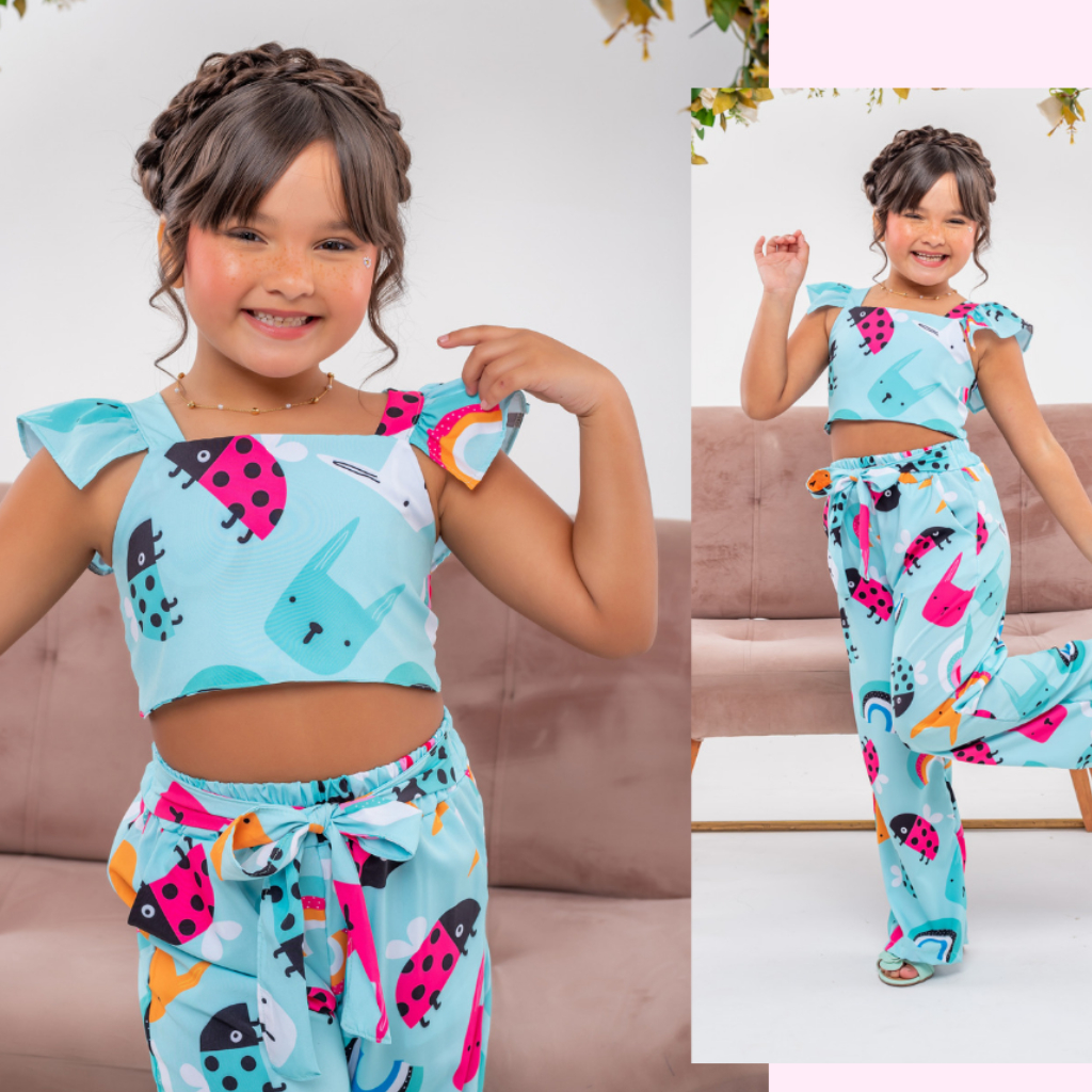 conjunto infantil menina (tamanhos 4 - 6 - 10 e 12 anos) | Shopee Brasil