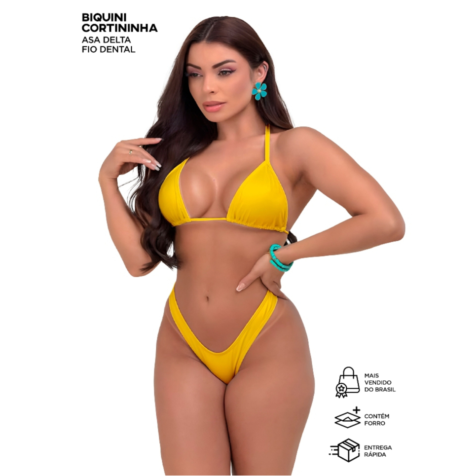 Biquíni Modelos Fio Dental Asa Delta Amarelo