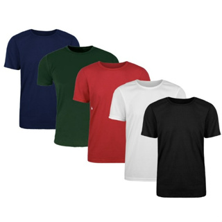 Kit 5 Camisetas Masculina Lisas Preto Algodão 100% Confortável Academia Confortável Dynastia