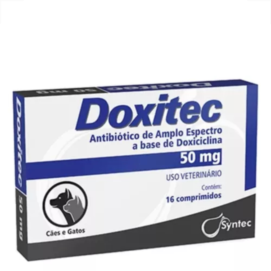 Antibiótico - Doxitec 50 Mg C/16 Cpr - Cães/gatos - Syntec 1UN | Shopee ...