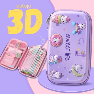 Estojo Escolar 3D / Estojo de Lápis Personagens Sereia Unicórnio