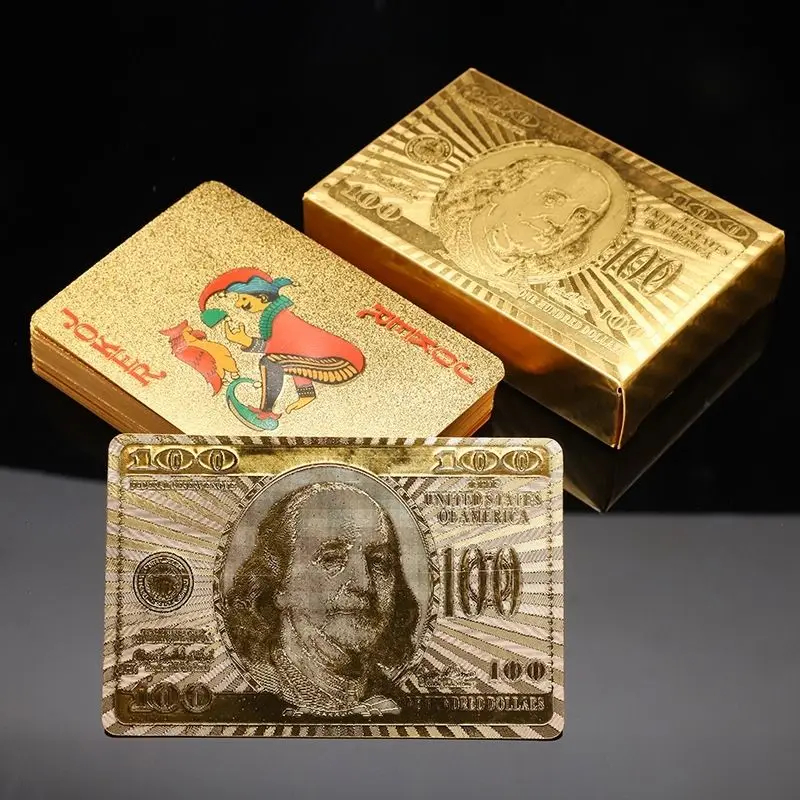 Baralho Dolar Dourado Ouro Folheado A Prova D'agua Poker 54 Cartas