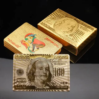 Baralho Dolar Dourado Ouro Folheado A Prova D'agua Poker 54 Cartas