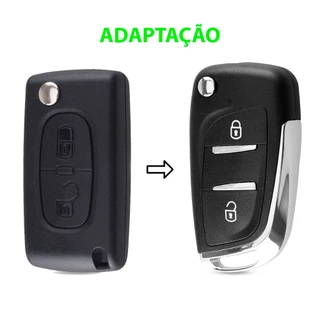 Carcaça Chave Canivete Adaptação Citroen C3 C4 Pallas AirCross Vtr Peugeot 207 208 307 308 407 2 Botões com Suporte para Bateria