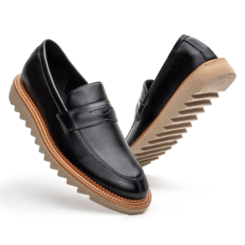 Sapato Masculino Social Sem Cadarço Couro Legítimo Nobre Premium Solado Tratorado Oxford Loafer